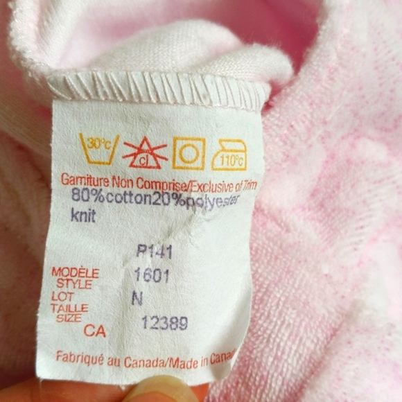 vintage coccoli made in Canada pink terry cloth newborn snap sleeper & hat set - Picture 6 of 7
